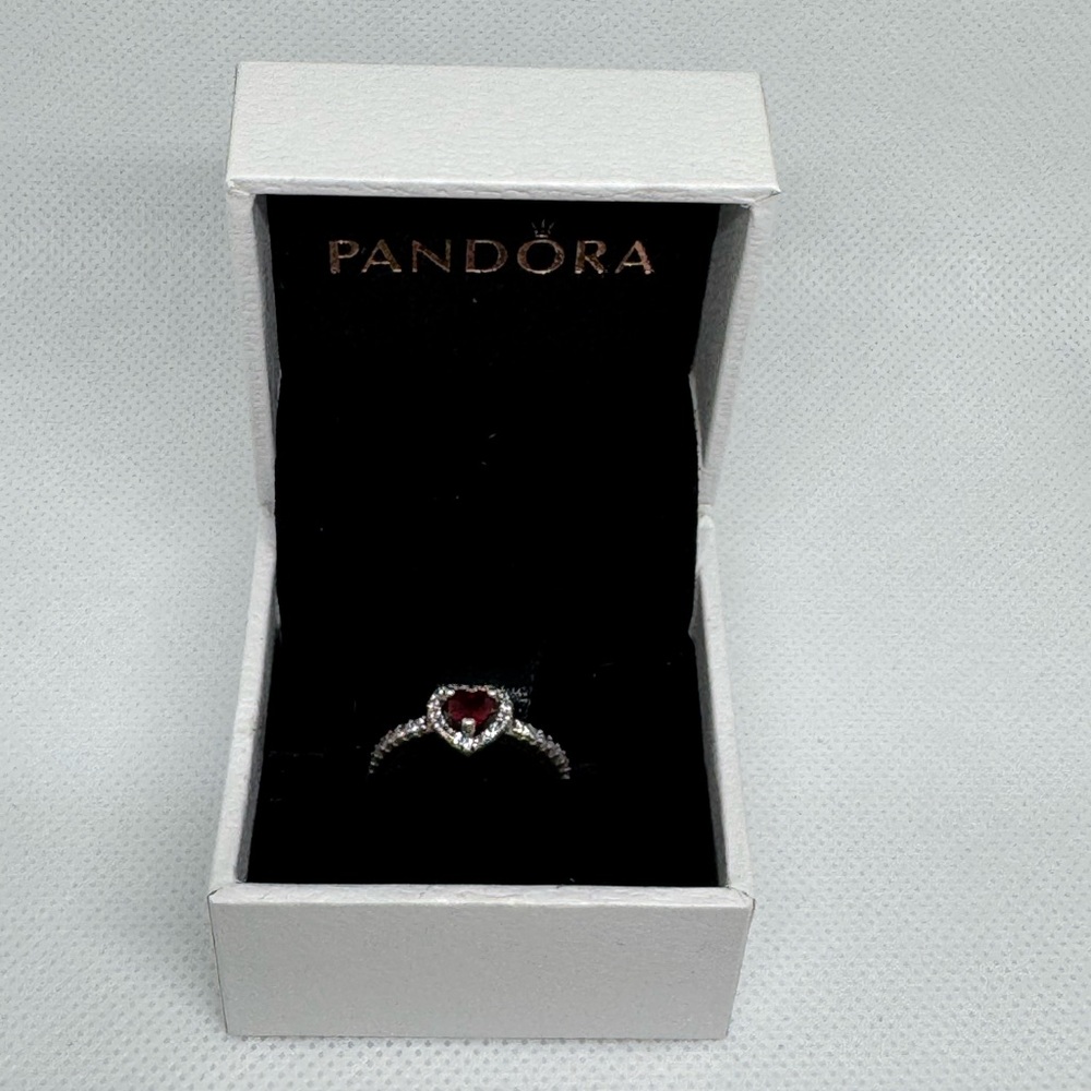 Pandora Red Elevated Heart Ring New size 7